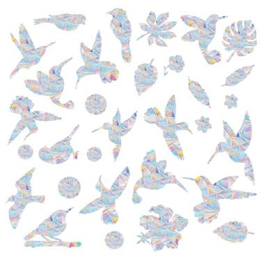 Imagem de QIFUNEY Adesivos de janela de pássaros 31 peças, adesivos estáticos para apanhador de sol, decalques de janela para janelas de vidro, prevenção de batidas de janela de pássaros (pássaro)