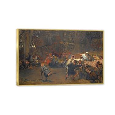 Imagem de MOBYAT Moldura dourada Gunthram Bose and his daughters por Lawrence Alma Tadema Prints, reprodução de pintura a óleo, impressão giclée em tela, arte de parede pronta para pendurar para decoração de