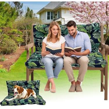 Imagem de Almofadas de balanço à prova d'água para ambientes externos – Capas de assento de pátio resistentes a UV para jardim/deck/varanda, substituição durável para balanços de banco e cadeira (azul 6 x 101