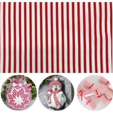 Imagem de Tecido listrado vermelho branco 152 x 364 cm popelina para costura verão camisa vestido pano de fundo patriótico festa bunting projeto de Natal