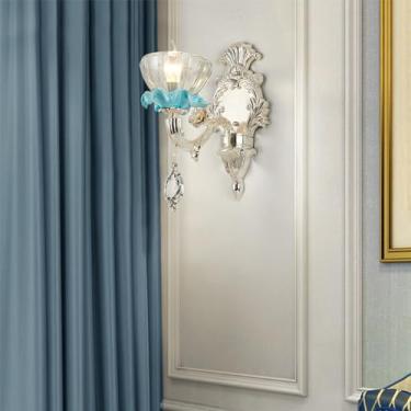 Imagem de Luminária de parede contemporânea de cristal para interiores, estilo europeu, luxuosa, com LED, para decoração de sala de estar, quarto, escritório, quarto modelo, hotel, casa de campo, corr
