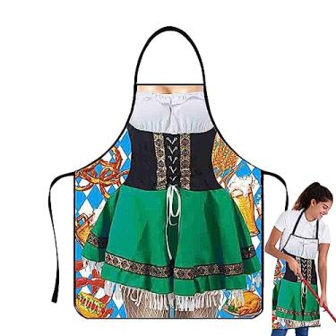 Imagem de avental alemão, Oktoberfest à prova óleo Aventais cozinha para casais | Avental Lederhosen, avental engraçado da Baviera Oktoberfest