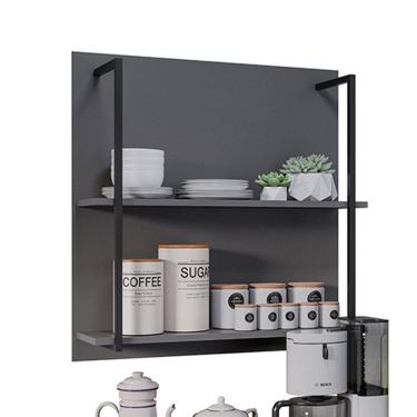 Imagem de Prateleira Industrial Dupla Cozinha Suspenso Painel Parede Eri 70,5cm Grafit M12 - D'rossi