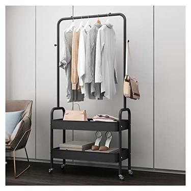 Imagem de Cabideiro 2 em 1, suporte para roupas, suporte de pendurar para corredor, sala de estar/branco/68 x 30 x 160 cm