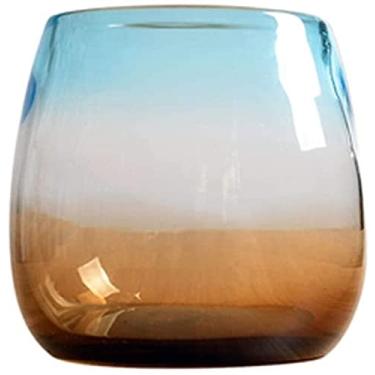 Imagem de Yalych Vaso cor de teto decoração de vidro para casa transparente escritório mesa de estudo de vidro decoração de bancada azul 17 × 18 cm WHLONG decoração de casa