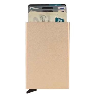 Imagem de Porta Cartões Antifurto Com Proteção Rfid Estrutura Em Alumínio Capacidade Para Seis Cartões Design Compacto Leve (Dourado)