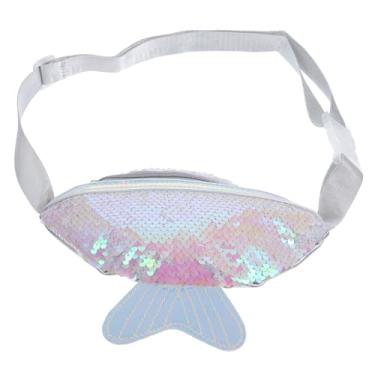 Imagem de Bolsa de cintura de lantejoulas para mulheres, multifuncional, bolsa tiracolo leve de poliuretano para viagens, caminhadas, compras, uso casual, pochete elegante branca