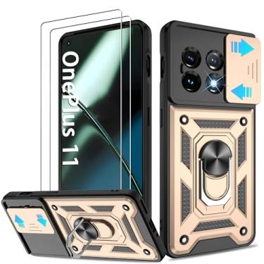 Imagem de ATUMP Capa para OnePlus 11 (2023) com 2 protetores de tela HD, resistente à prova de choque com rotação de 360° com suporte de metal [grau militar], capa protetora para OnePlus 11 5G, ouro