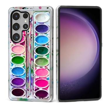 Imagem de MQJCYB Capa para Samsung Galaxy S25 Ultra, híbrida, resistente, 2 em 1, proteção robusta à prova de choque, capa brilhante para Samsung Galaxy S25 Ultra paleta de aquarela