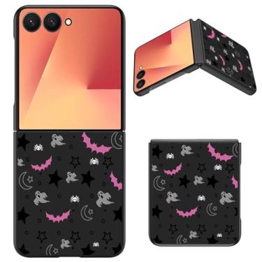 Imagem de BWEGRHE Morcego de caveira gótica lua estrelas para Samsung Galaxy Z Flip 7, capa fina de policarbonato rígido protetor à prova de choque resistente a arranhões capa de telefone feminina meninas para