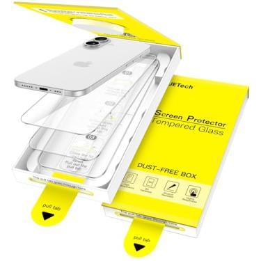 Imagem de JETech Película de Vidro Temperado para iPhone 16 6,1 Polegadas, Instalação Rápida em Um Passo com Caixa de Alinhamento Automático sem Bolhas, Protetor de Tela 9H, HD-Claro, Pacote com 3