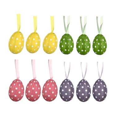 Imagem de CarpNettore 12 enfeites de Páscoa em formato de ovo, pingentes de espuma para pendurar na árvore de Páscoa, ideais para decoração de parede, casa, jardim e, Pontos
