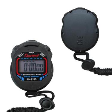 Imagem de Cronômetro Digital Esportivo, Preto, Plástico ABS, Display LCD, com Alarme e Relógio, para Crossfit e Corrida, 8x6x2cm, XL-013A