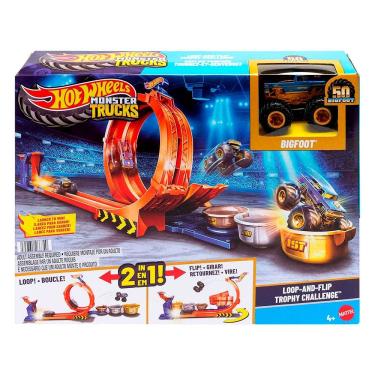 Imagem de Pista Hot Wheels Monster Trucks 1:64 Troféu Big Foot Giros Extremos JBX64 - Mattel