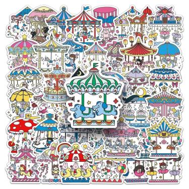 Imagem de Carrosséis de adesivos, vinil impermeável, anime, 50 unidades para carro