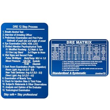 Imagem de Pacote com 2 cartões de referência DRE Matrix, cartão de referência de especialistas em reconhecimento de drogas de metal grosso azul, referência de avaliação de deficiência para aplicação da lei