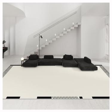 Imagem de SPXMQSS Tapete de sala de estar, tapetes para quarto, ultramacios, para sala de estar, antiderrapante, não cai, lavável na máquina - preto/branco