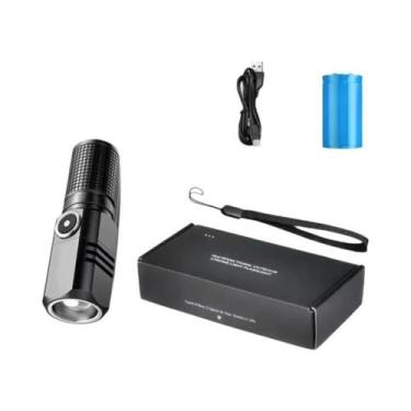 Imagem de Lanterna Tática Mini LED Recarregável XHP50 USB Zoom Em Liga De Alumín