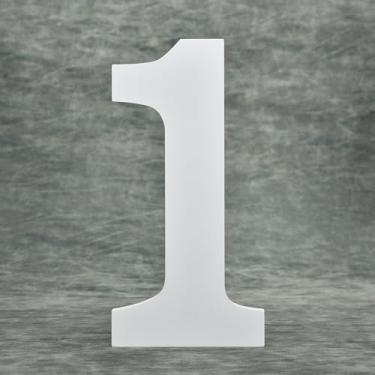 Imagem de AOOLADA Número 1 de madeira de 20 cm para decoração de parede, letras grandes de madeira branca para artesanato DIY, decoração de festa de aniversário de casamento