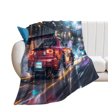 Imagem de HouLaiZhe Cobertor super macio flanela corrida JDM carro Rx7 esporte leve cobertor refrescante para sofá-cama cadeira sofá carro viagem ao ar livre leve quente 127 x 177 cm