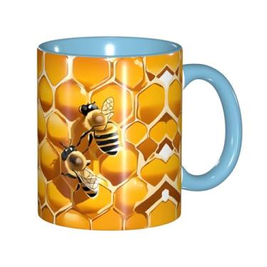Imagem de Zeraoke Bee On Comb Print Canecas de café criativas, personalizadas, presente para a família, tamanho de 325 ml, unissex