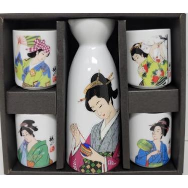 Imagem de Conjunto de saquê de gueixa de porcelana