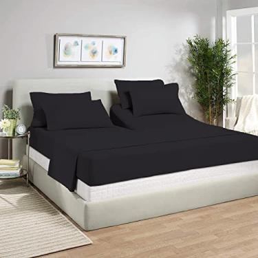 Imagem de Softsure Collection Jogo de cama queen com cabeça dividida superior para camas ajustáveis, 4 peças, preto - algodão egípcio 1000 fios - bolso profundo 45,7 cm - dividido 81 cm a partir do topo