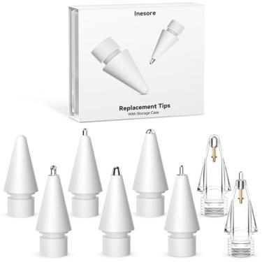 Imagem de Inesore 8 estilos de pontas de substituição para Apple Pencil Pro, várias opções de acessórios de pontas duráveis de metal para Apple Pencil Pro/2ª geração/1ª geração/USB-C (pacote com 8)