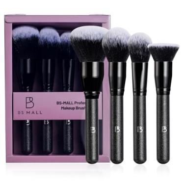 Imagem de BS-MALL Conjunto de pincéis de maquiagem profissionais macios – 4 pincéis adequados para viagem, incluindo pincel de base para maquiagem líquida, pincel de pó e pincel de blush, uso diário