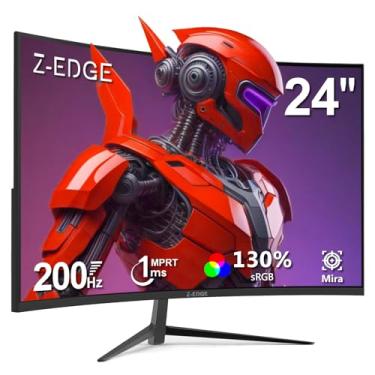 Imagem de Monitor gamer curvo Z-Edge de 24" 200Hz/165Hz/144Hz, FHD (1920x1080), 1ms MPRT, FreeSync, tela LED para PC com cabo DP, VA 1650R, 300cd/m², HDMI 2.0 e DP 1.4, inclinação ajustável