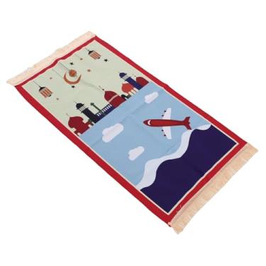 Imagem de GLOGLOW Tapete de Oração Infantil, Tapete de Oração de Algodão Macio Com Toque de Veludo para Crianças, Design Tradicional Com Borlas Elegantes, Criando um Ambiente Tranquilo para