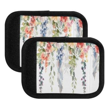 Imagem de Qilmy Pintura aquática, flores silvestres, alça de bagagem, embalagem com 2 identificadores de bagagem, identificadores de bagagem, capa confortável para carrinho de bebê, mala de viagem, acessórios