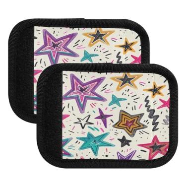 Imagem de Qilmy Cute Colorful Stars Bagagem Handle Wrap Pacote com 4 Identificadores de Bagagem Tag Comfort Handle Grips Capa para Carrinho de Viagem Bolsa Mala Avião Acessórios de Viagem 366