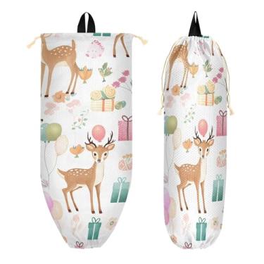 Imagem de xigua Suporte de parede para saco de plástico de veado com cordão 1 pacote, organizador de sacolas de supermercado reutilizável para bolsas, meias, roupas íntimas e gravatas