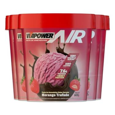 Imagem de Kit 5 Pasta de Amendoim Vitapower Whey Morango Trufado 600g