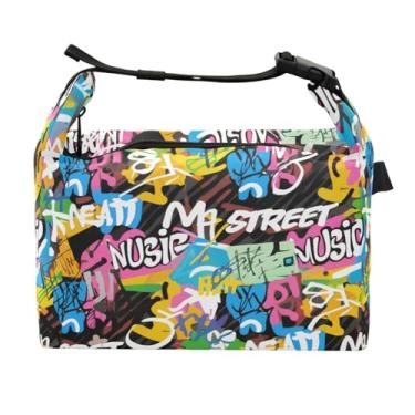 Imagem de Qilmy Lancheira artística hip-hop, lancheira para mulheres e homens, lancheira isolada reutilizável, à prova de vazamento, lancheira fofa com alta capacidade para trabalho, piquenique, acampamento70