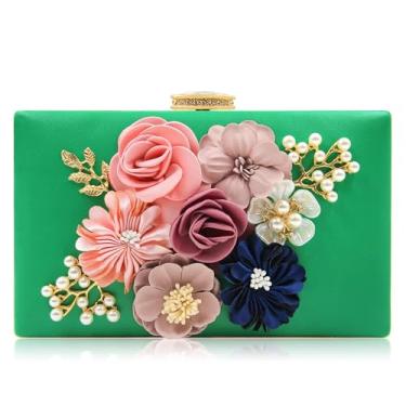Imagem de Bolsa de Noite Milisente para Mulheres, Bolsa de Noite Floral para Noite de Casamento, Verde, Medium
