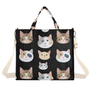 Imagem de Burbuja Sacola feminina com cara de gato, bolsa tiracolo de veludo cotelê para compras, trabalho, viagens, C244, Small