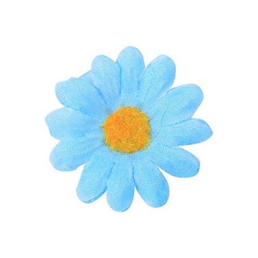 Imagem de Generic Gerbera Margarida Tecido Cabeça de Flor Decoração de Casamento Conjunto de Artesanato para Festa DIY 100 PCS 11 Cores (Azul claro)