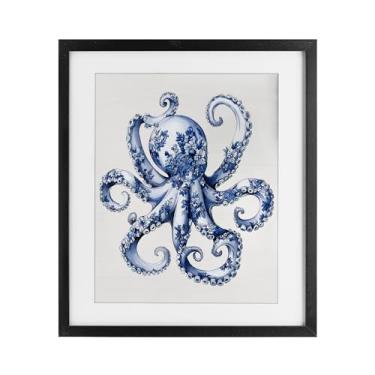 Imagem de Stupell Industries Impressão emoldurada funky toile polvo preto sob vidro, design por Lettered and Lined, 16 x 13