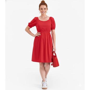 Imagem de Vestido Elástico Feminino Natal Vermelho Festa Confortável