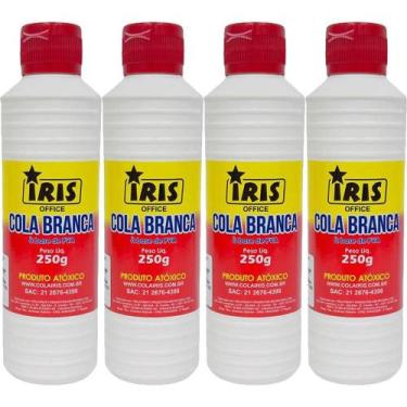 Imagem de Cola Escolar IRIS Branca 250G. Pacote com 04
