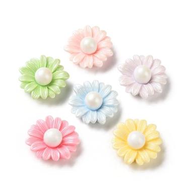 Imagem de Ipotkitt 100 peças de cor aleatória girassol resina cabochão flor floral flatback pingentes de slime para artesanato faça você mesmo, joias, capa de telefone, brincos de cabelo, decoração de alfinetes