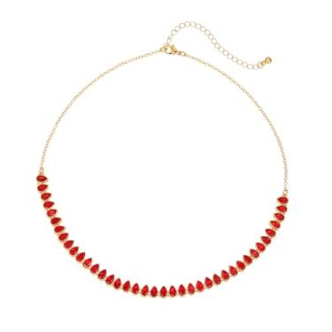Imagem de SHANG JIURUI Colar vermelho para mulheres, 16.3INCH, Latão, Zircônia cúbica