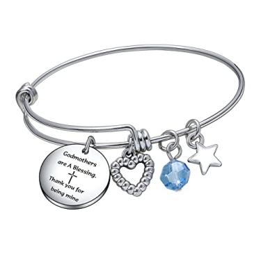 Imagem de De&ai Pulseira de pedido de madrinha madrinha, presente de agradecimento, pulseira de batismo, madrinha de Natal, General, Aço inoxidável, Sem Pedra Preciosa