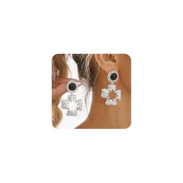 Imagem de Brincos de cruz grossa dourada para mulheres, brincos vintage com pingente de crucifixo grande, brincos de cruz grossa, acessórios de joias para presente de batismo, Large, Liga de aço, Sem pedra