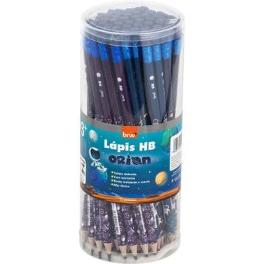 Imagem de Lápis Preto Redondo HB Estampado Orion Resina com Borracha Pote 72 Uni
