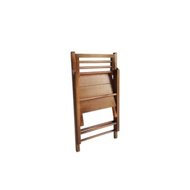 Imagem de Cadeira Dobrável em Madeira com Encosto Palito Reclinável e Assento Multilaminado Castanho