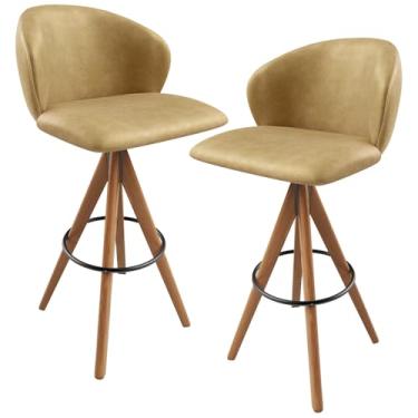 Imagem de Kit 02 Banquetas Alta Giratória Bar Cozinha Sala de Jantar Bar Mia L02 Couríssimo Fendi - Lyam Decor