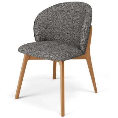 Imagem de Cadeira de Jantar e Estar Living Estofada Mia L02 Linho Mescla Chumbo - Lyam Decor